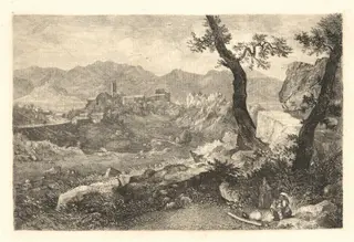 A View near Rome, by George Loring Brown, ink, 1854