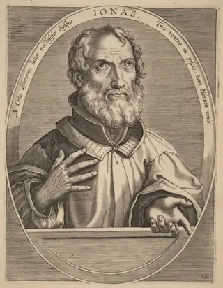 Ionas, by Theodor Galle, ink, 1613
