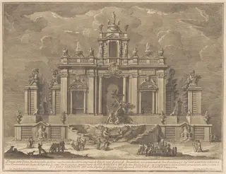 The Prima Macchina for the Chinea of 1774: Hercules and the Dragon in the Garden of the Hesperides, by Giuseppe Vasi, ink, 1774