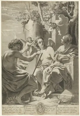 Allegory of Intellect, Memory, and Will, by Claude Mellan, ink, 1625