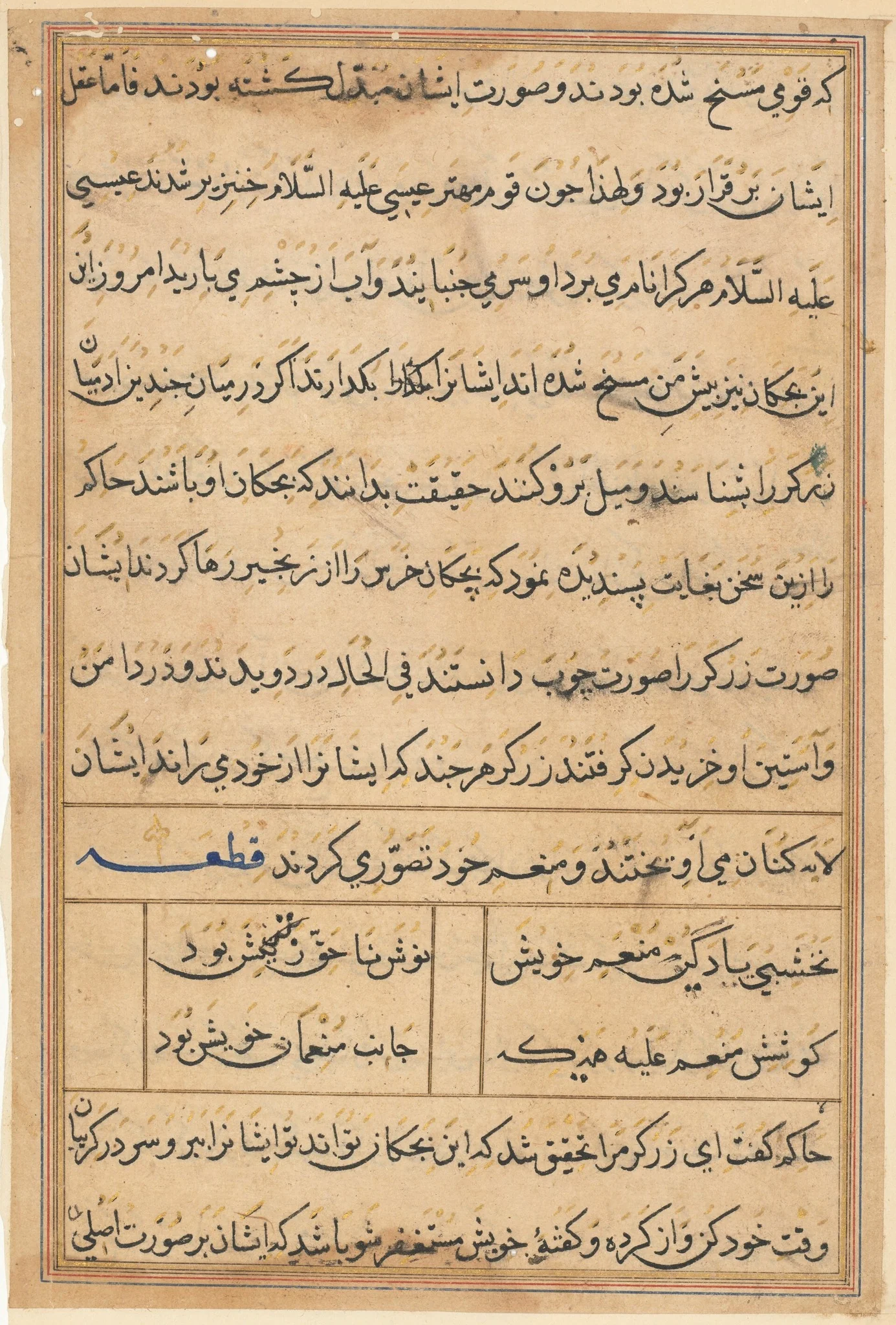 Page from Tales of a Parrot (Tuti-nama): text page, detail