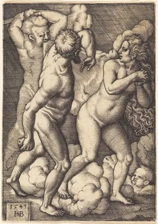 Expulsion from Paradise, by Sebald Beham, ink, 1543