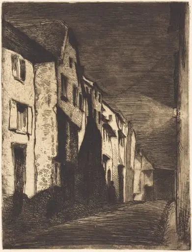 Street at Saverne, by James McNeill Whistler, ink, 1858