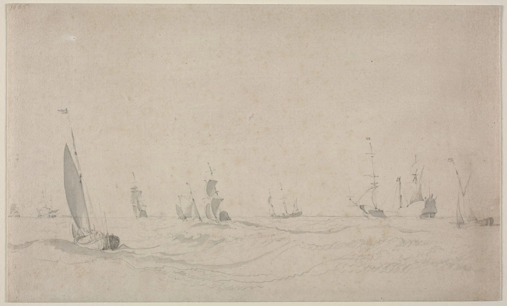 Shipping on a Rough Sea, detail
