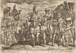 Lot and His Family recalled home by Abraham, by Antonio Tempesta, ink, 1613