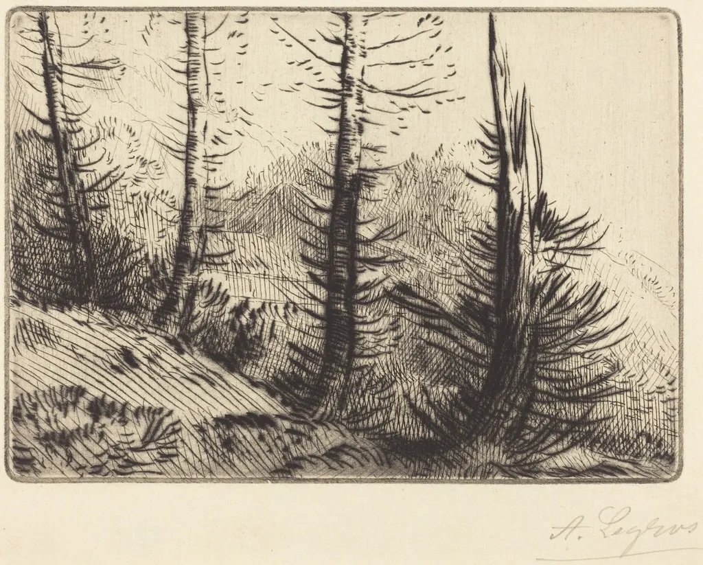 In the Pyrenees (Dans les Pyrenees), by Alphonse Legros, ink, 1874