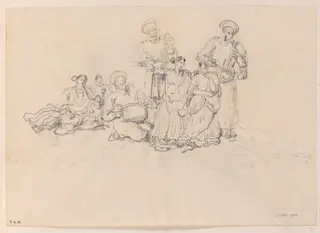 A group of Indian musicians and dancers, by George Chinnery, 16