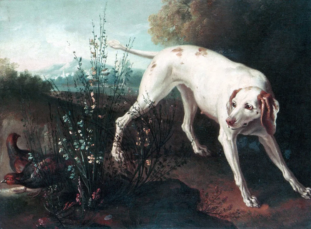 Perro y perdices, by Jean-Baptiste Oudry, oil, 1730