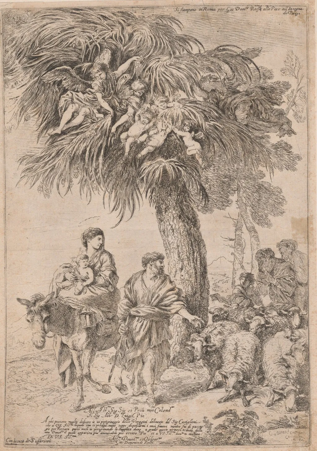 The Flight into Egypt, by Giovanni Benedetto Castiglione, ink, 1642