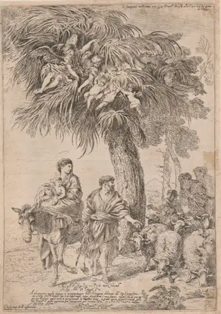 The Flight into Egypt, by Giovanni Benedetto Castiglione, ink, 1642