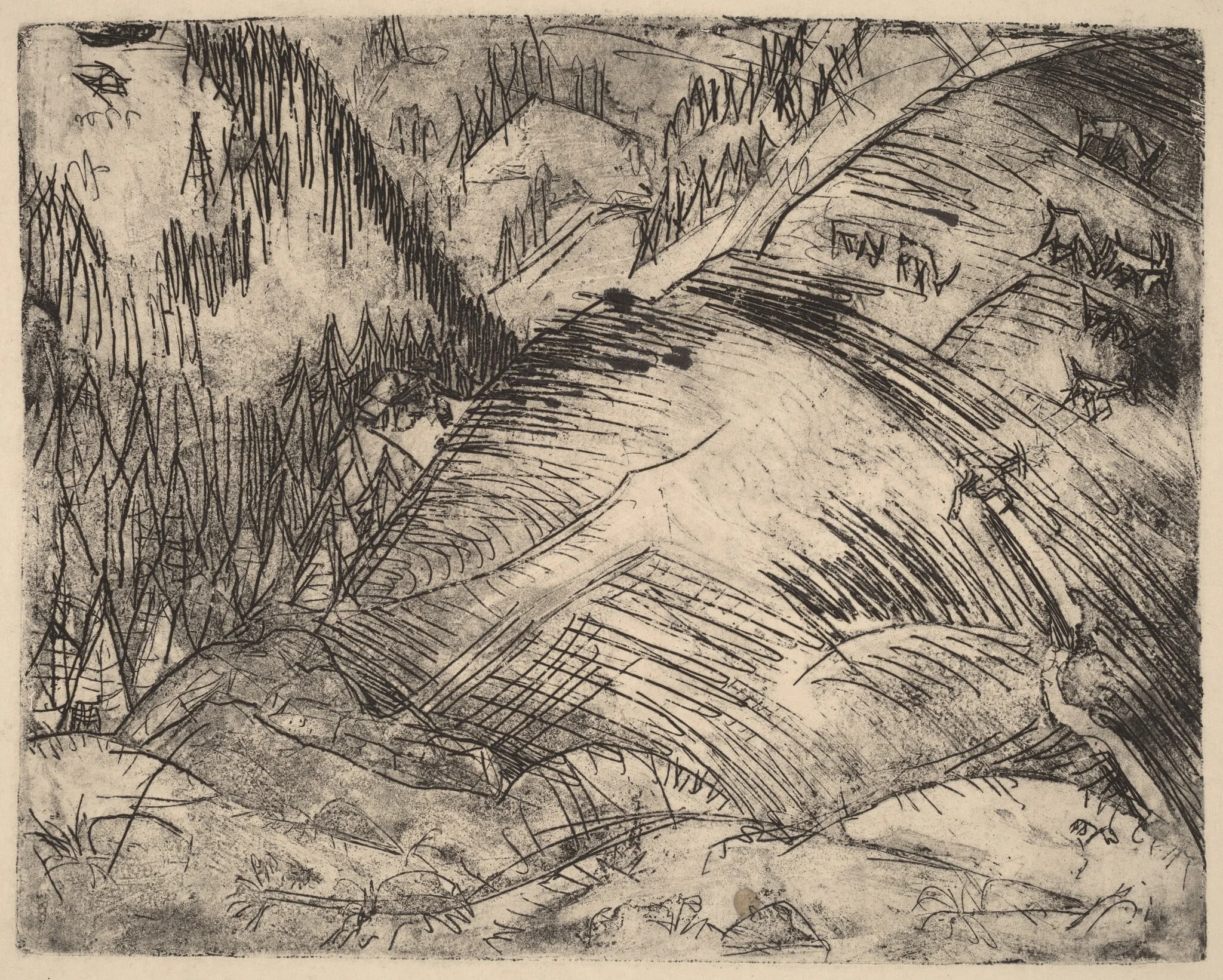 Mountain Slope with Goats, detail