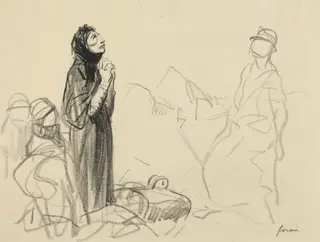 During the Armistice, by Jean-Louis Forain, ink, 1916