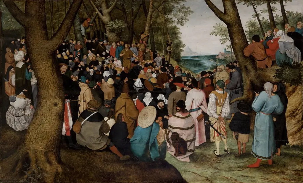 Sermon of Saint John the Baptist, by Pieter Brueghel the Younger, oil, 1598