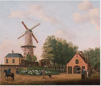 Village with a Windmill, detail