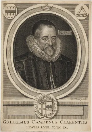 William Camden, by Robert White, ink, 1691
