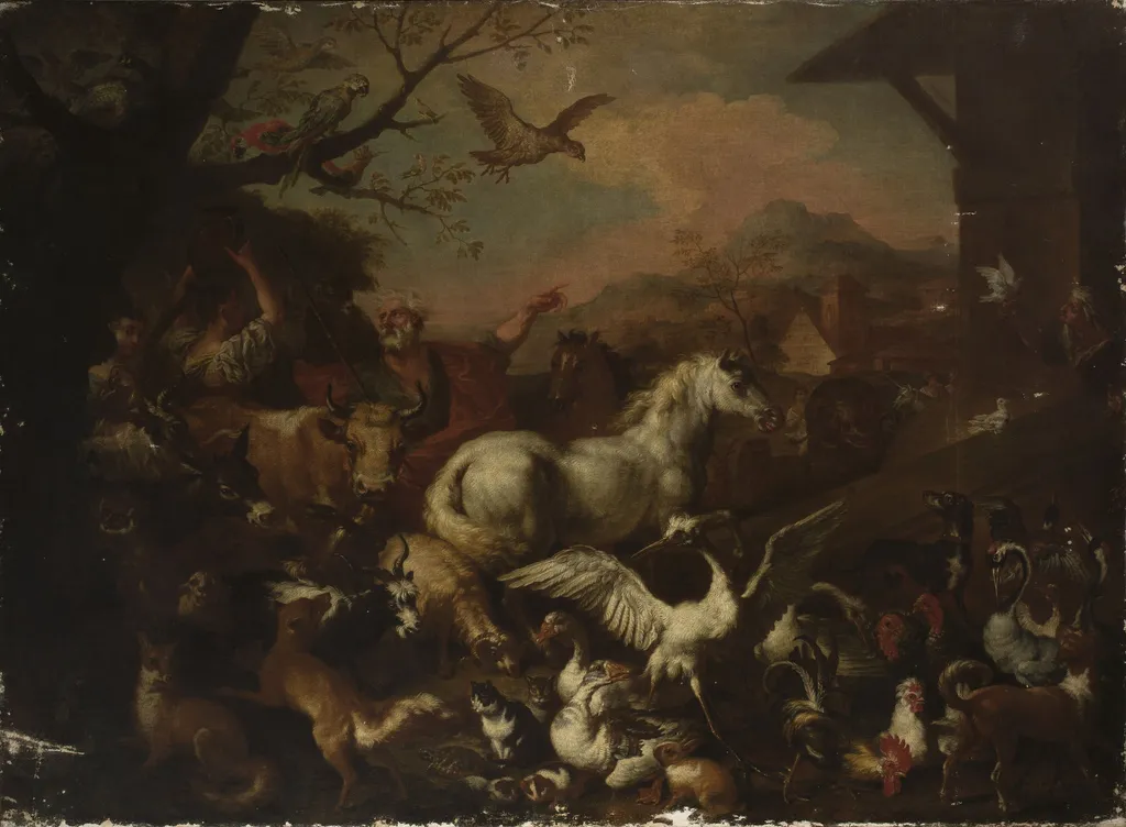 In front of Noah's Ark, by Sinibaldo Scorza, oil, 1620