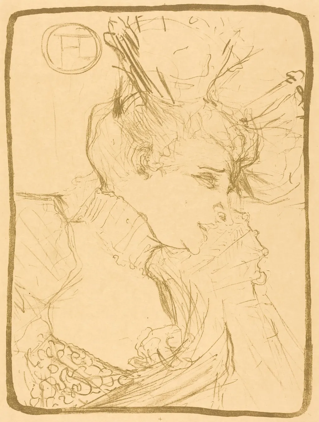 Bust of Mademoiselle Marcelle Lender (Mademoiselle Marcelle Lender, en buste), by Henri de Toulouse-Lautrec, ink, 1895