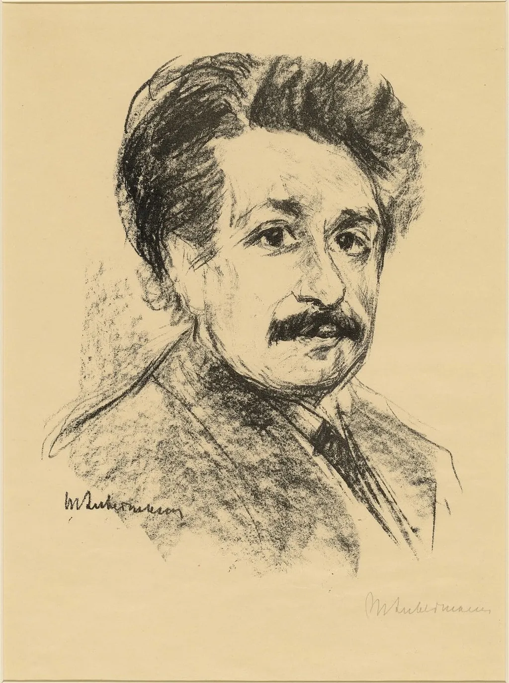 Albert Einstein, by Max Liebermann, ink, 1922