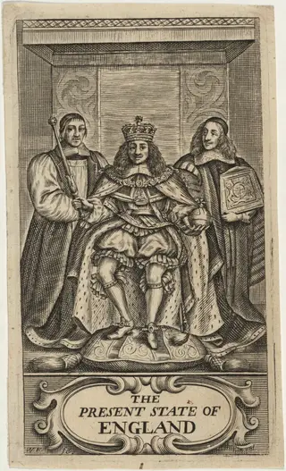 Title Page to The Edward Chamberlayne, The Present State of England, by William Faithorne, ink, 1654