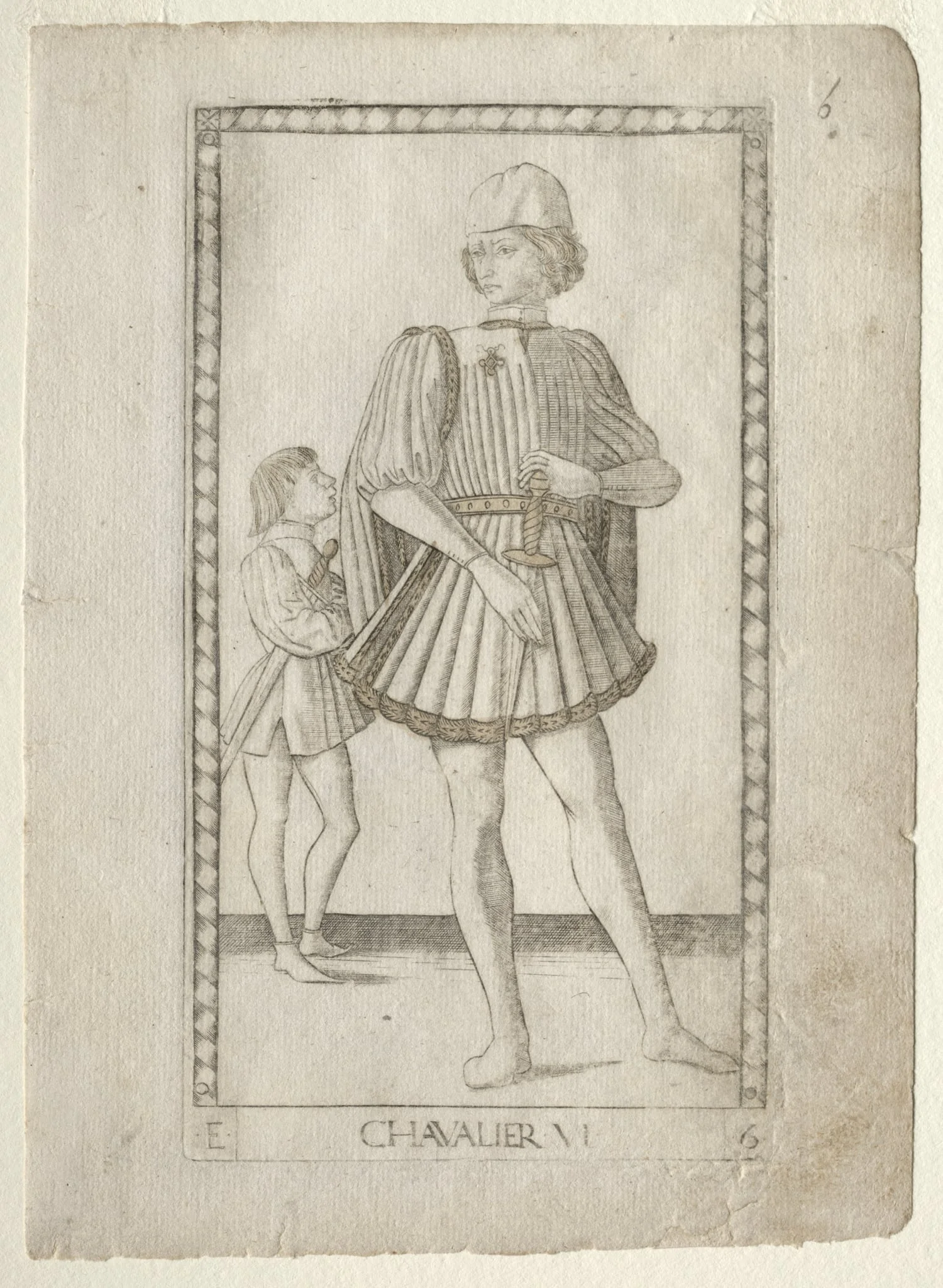 The Knight (from the Tarocchi, series E: Conditions of Man, #6), detail