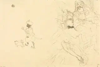 Cover for "L'example de Ninon de Lenclos amoureuse", by Henri de Toulouse-Lautrec, ink, 1897