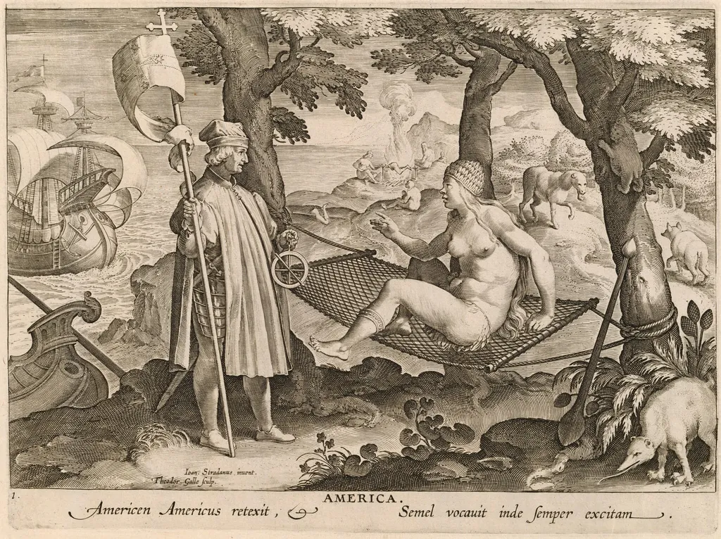 America, by Theodor Galle, ink, 1592