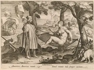America, by Theodor Galle, ink, 1592