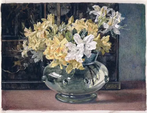 Azaleas, by Helen Angell, watercolor, 1877