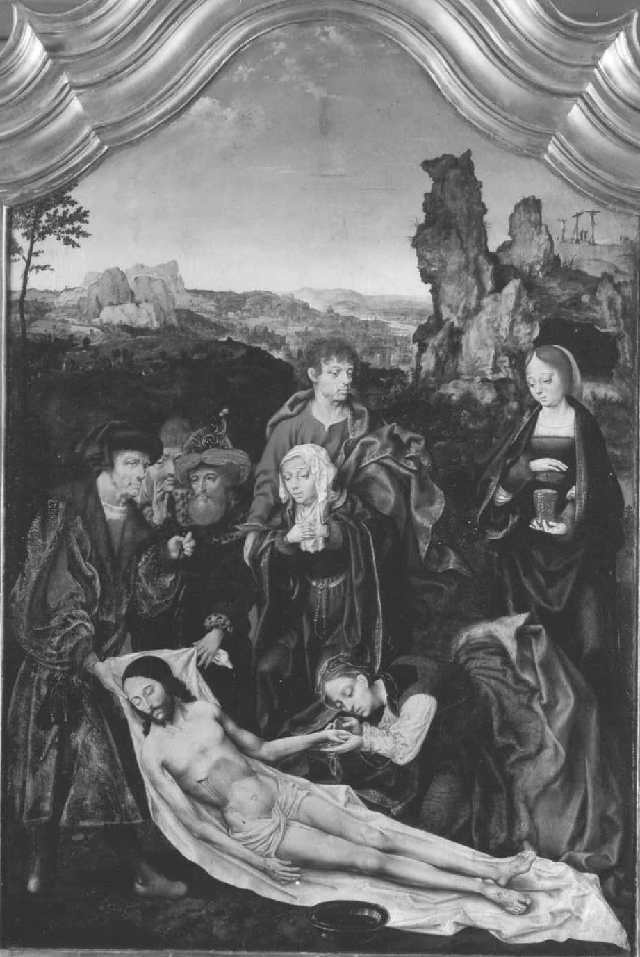 Lamentation triptych: Lamentation of Christ (followers), detail