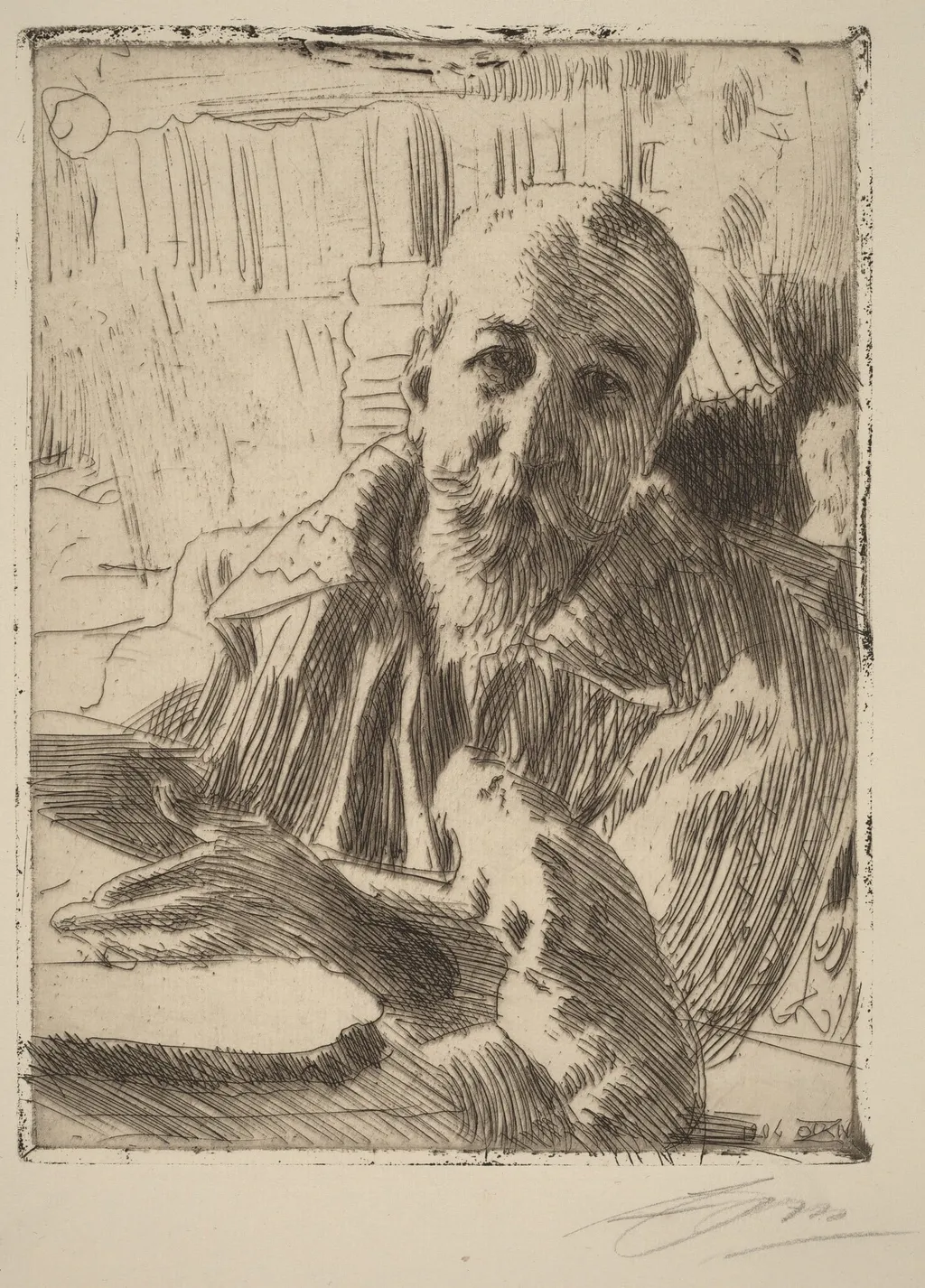 Anatole France, by Anders Zorn, ink, 1906