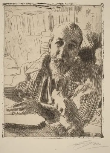 Anatole France, by Anders Zorn, ink, 1906
