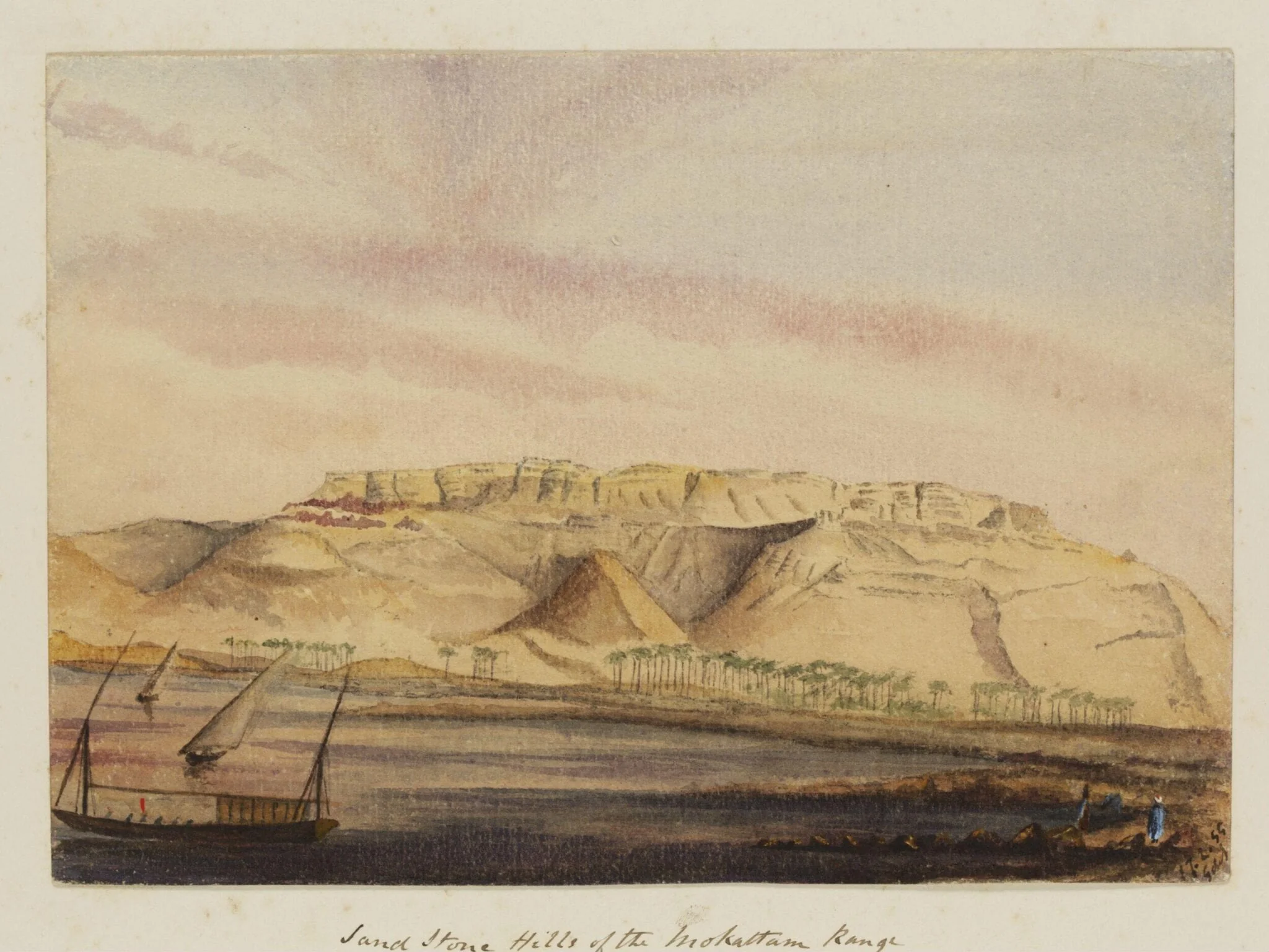 `Sand Stone Hills of the Mokattam Range "Sunset" between Beni-souef & Golosena', detail