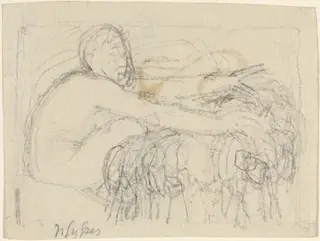 Seated Figure with Arms Outstretched, by John Flaxman, graphite, 1790