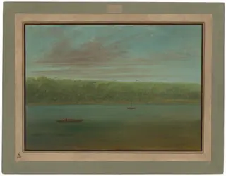 View of the Shore of the Amazon - Boat Sketch, by George Catlin, oil, 1862