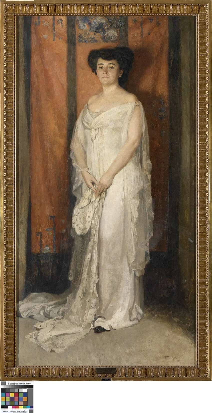 Portret van mevrouw A. Ganshof van der Meersch, detail