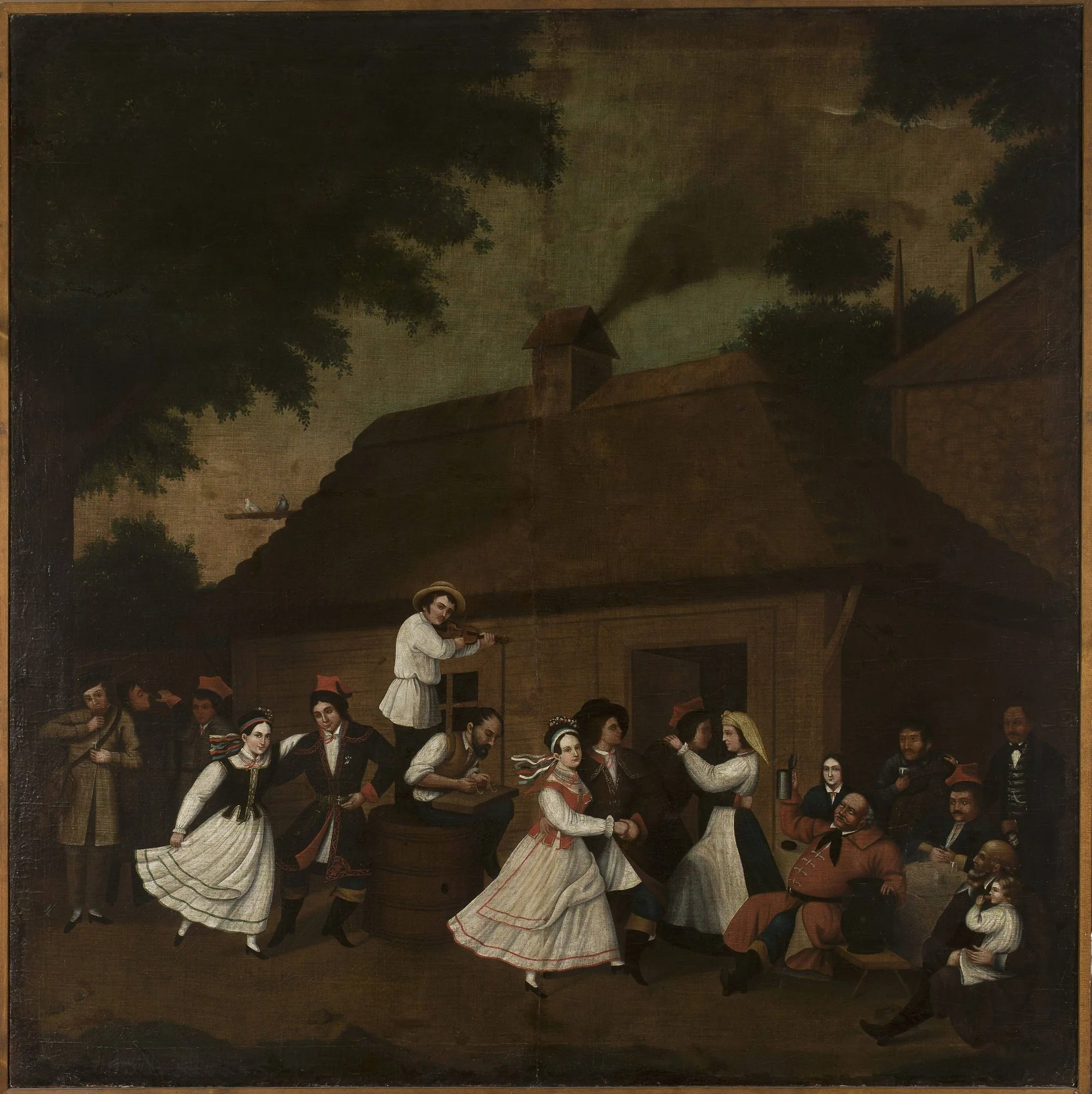 Dancing in front of the village inn, detail