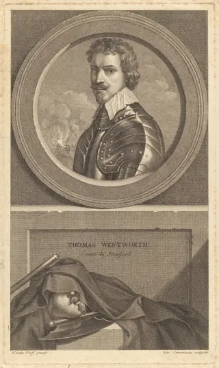 Thomas Wentworth, Comte de Strafford, by Charles Simonneau, ink, 1697