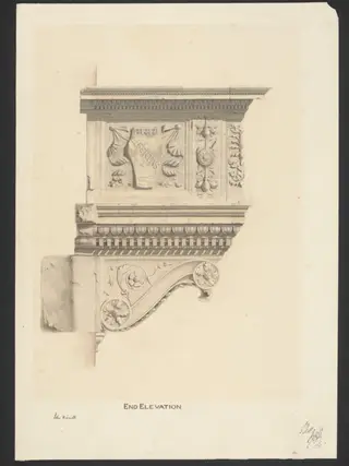 Drawing of the cantoria of Santa Maria Novella, Florence, by John N. Smith, 1870