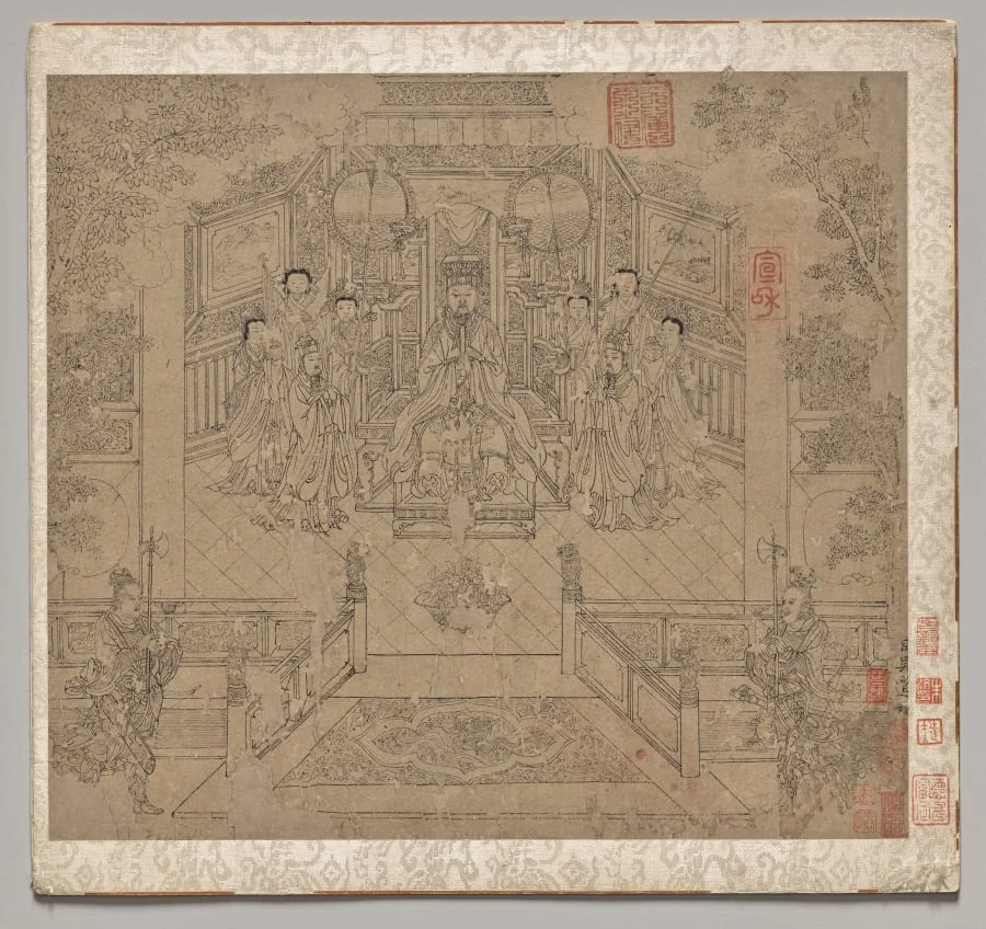 Album of Daoist and Buddhist Themes: Procession of Daoist Deities: Leaf 1, detail