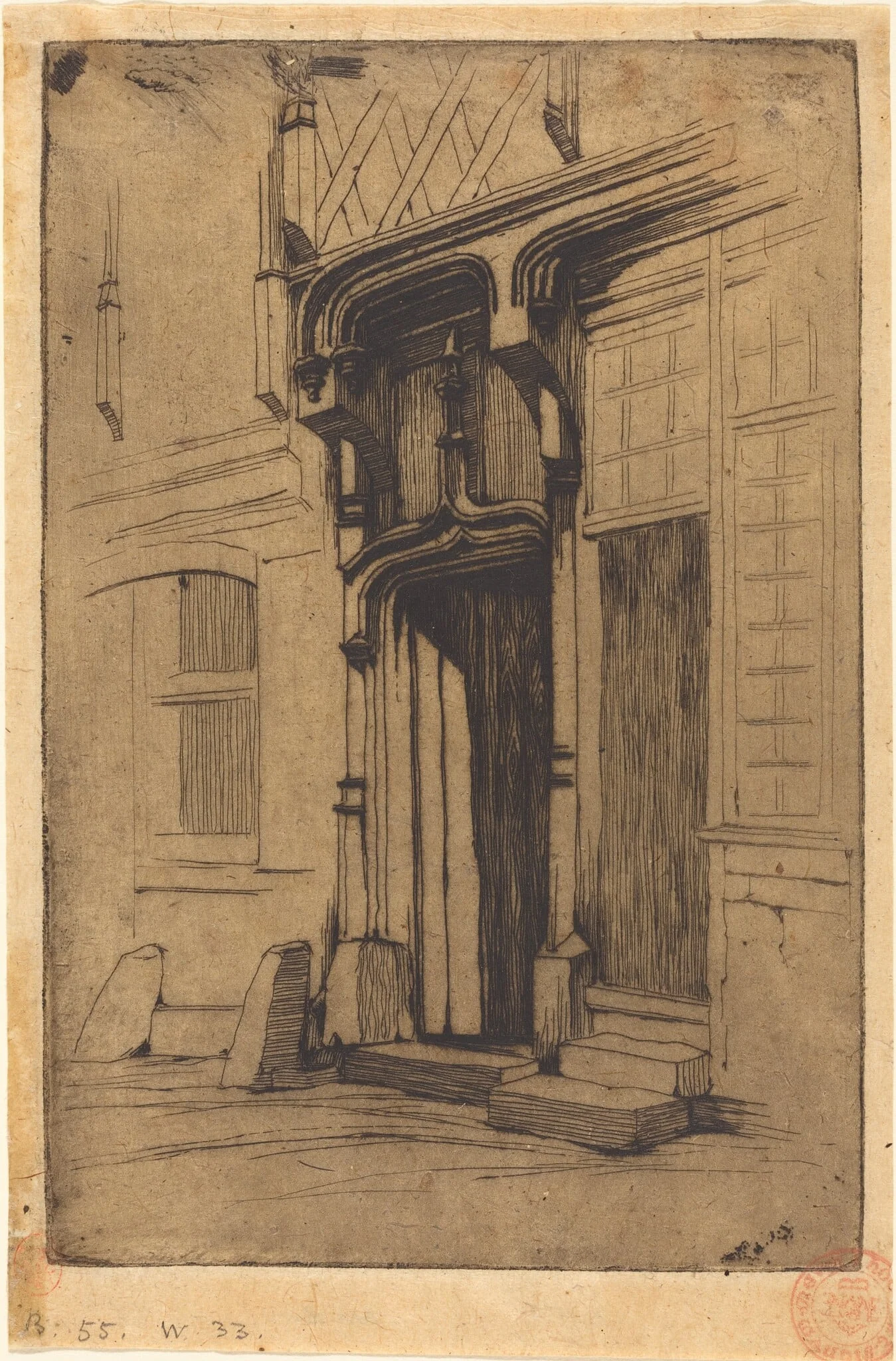 Porte d'un ancien couvent, Rue Mirabeau, à Bourges (Doorway of an Ancient Convent, in the Rue Mirabeau, Bourges), detail