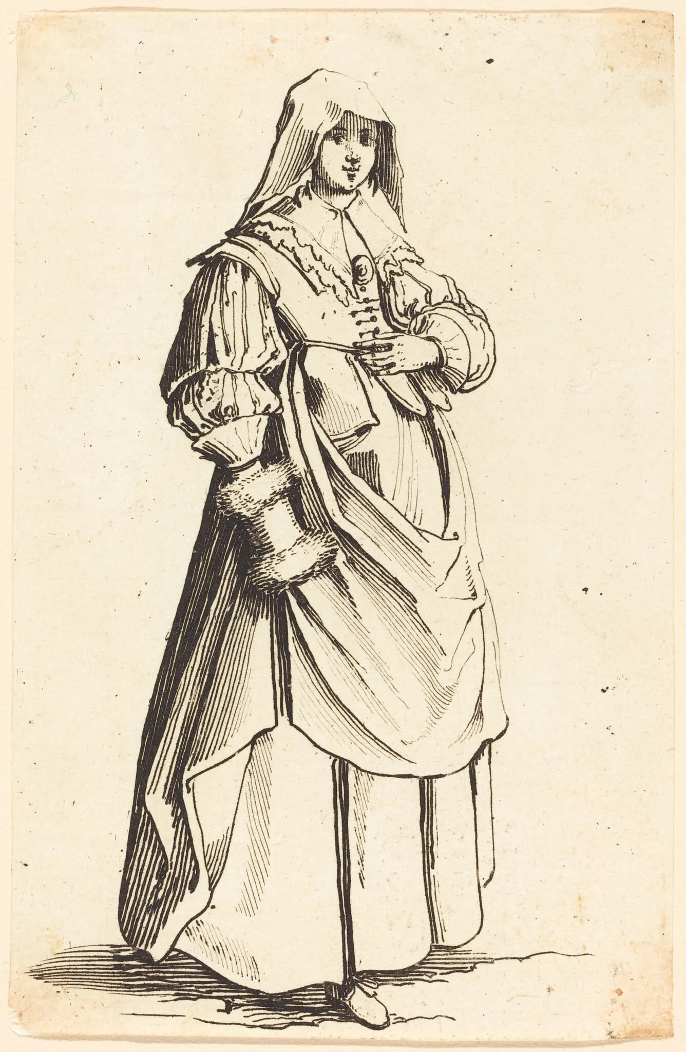 Bourgeoise with Muff, Facing Right, detail