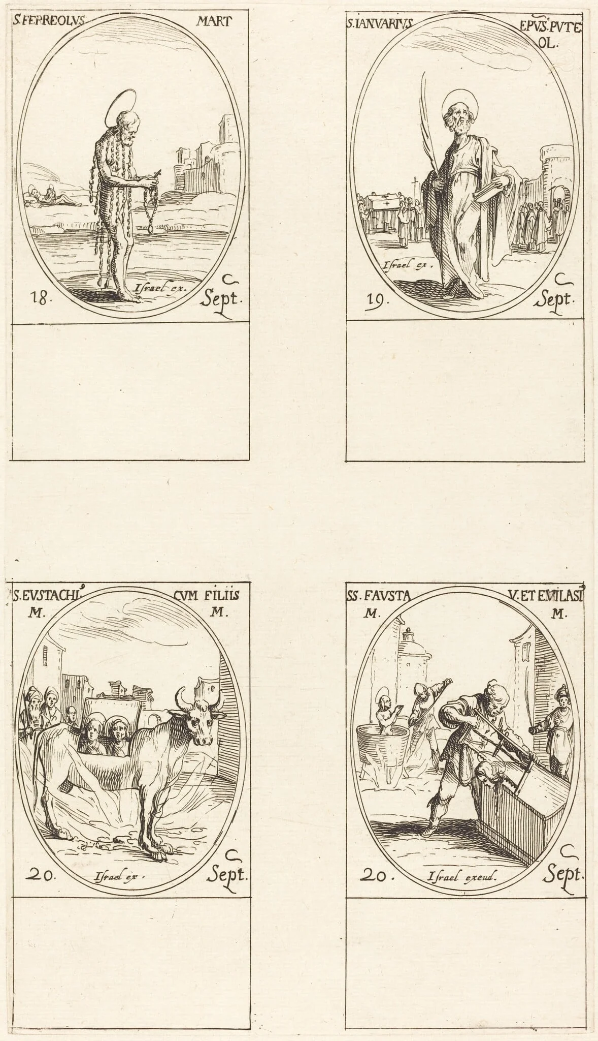 St. Ferreolus; St. Januarius; St. Eustachius & his Children; Sts. Fausta & Evelasius, detail