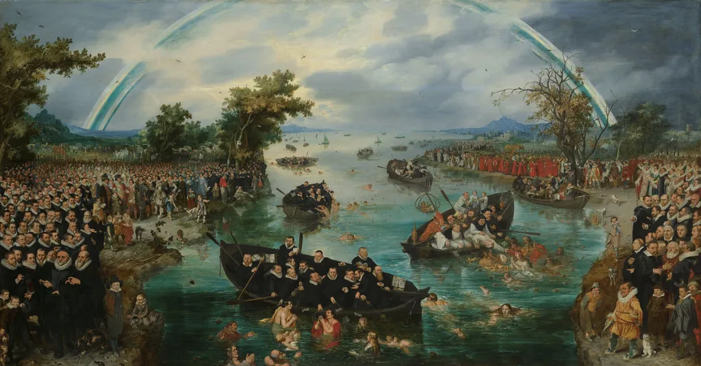 Fishing for Souls, by Adriaen van de Venne, oil, 1614