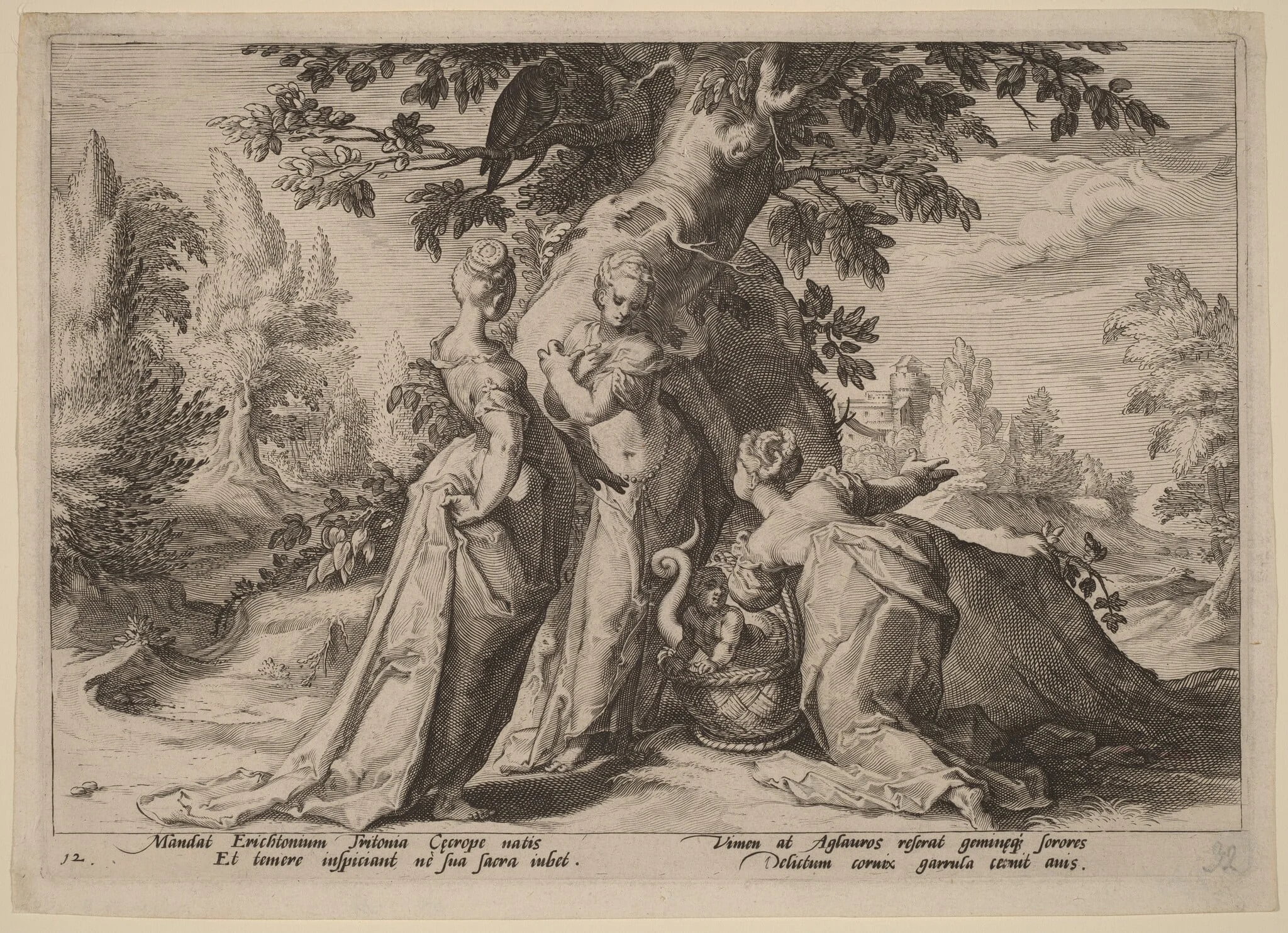 The Daughters of Cecrops Open the Casket Entrusted to Them by Minerva, detail