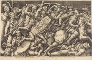 Roman Soldiers Fighting the Dacians, by Nicolas Beatrizet, ink, 1553