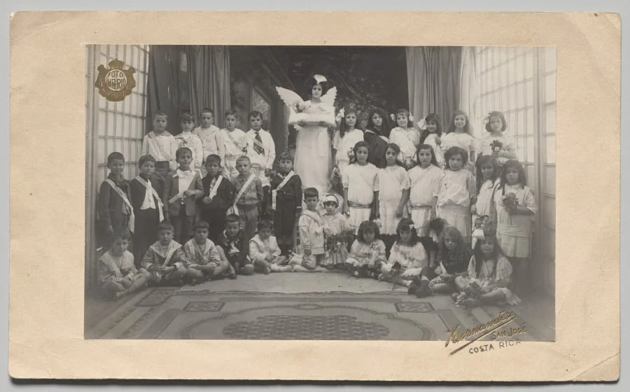Untitled (Semi-Circle of Children, Central Girl Dressed as an Angel Holding the Baby Jesus), detail