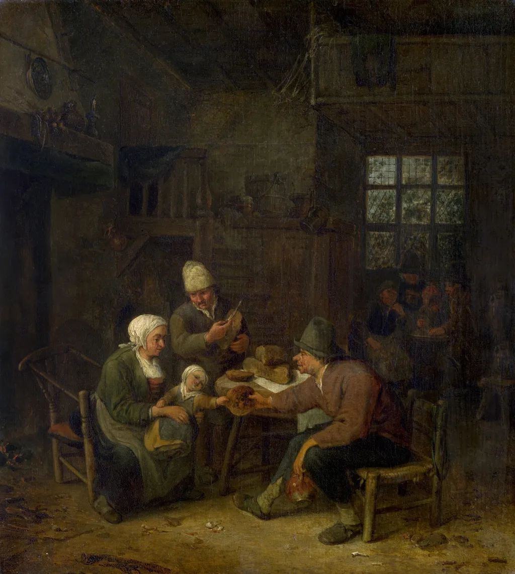 Interior, by Cornelis Dusart, oil, 1692