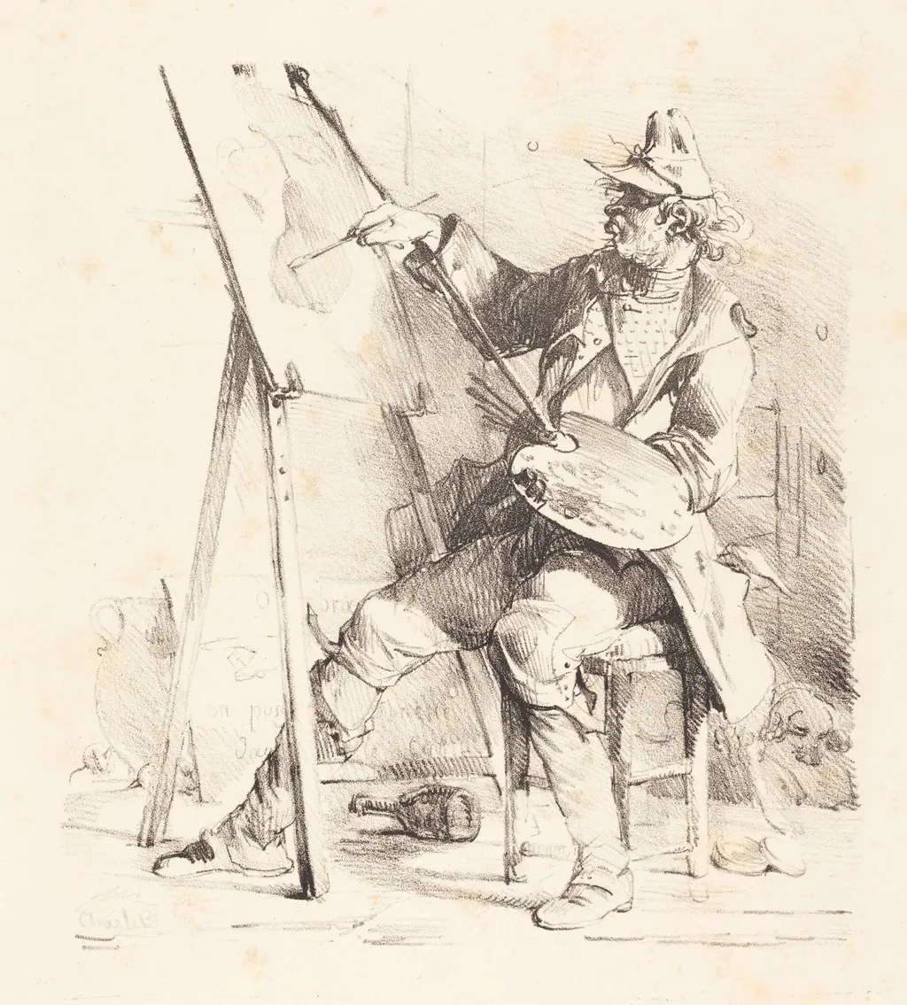 The Sign Painter (Le Peintre d'Enseignes), by Nicolas Toussaint Charlet, ink, 1818