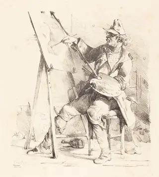 The Sign Painter (Le Peintre d'Enseignes), by Nicolas Toussaint Charlet, ink, 1818