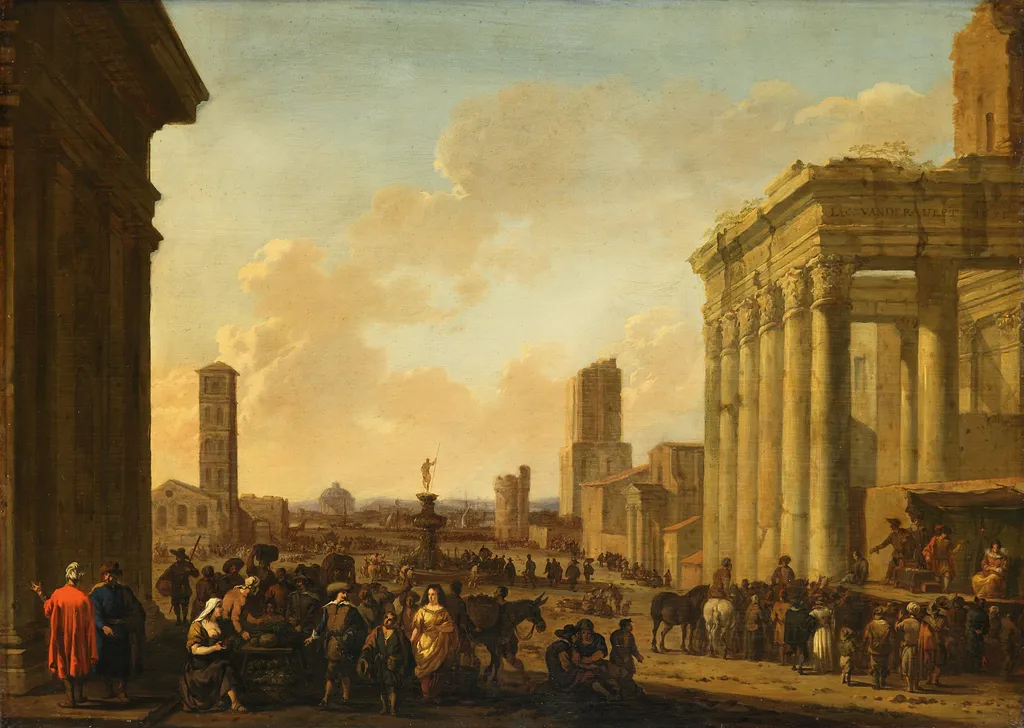 The Roman Forum in Rome, by Jacob van der Ulft, paint, 1671